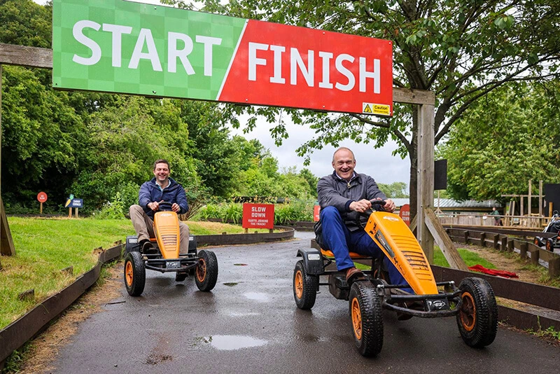 Ed Davey on a go-kart. Obviously.